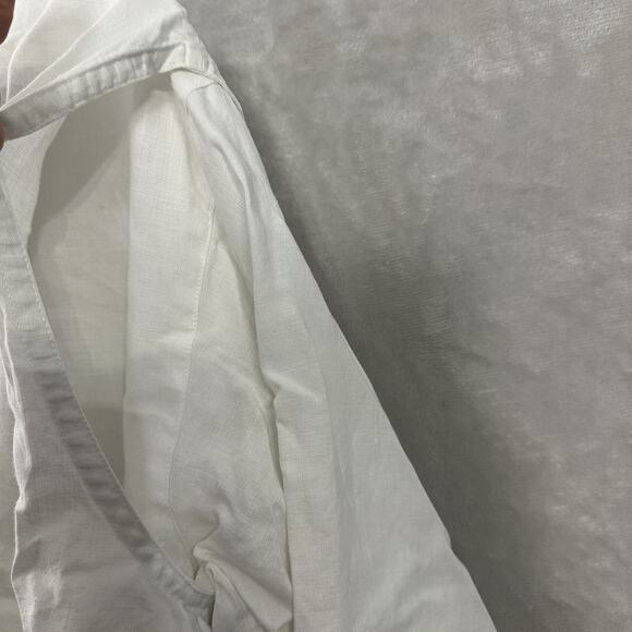 White Linen Top Boxy Lagenlook Artsy Artist Quiet Luxury Women’s 12 Vintage - Picture 9 of 15